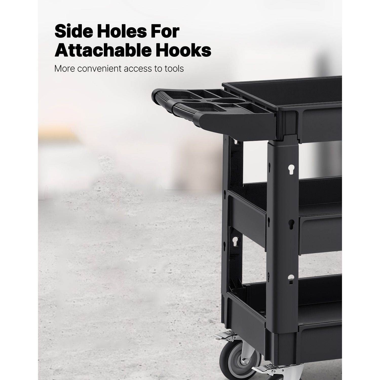Heavy Duty 3-tier Rolling Utility Cart With Swivel Wheels_voghion.com